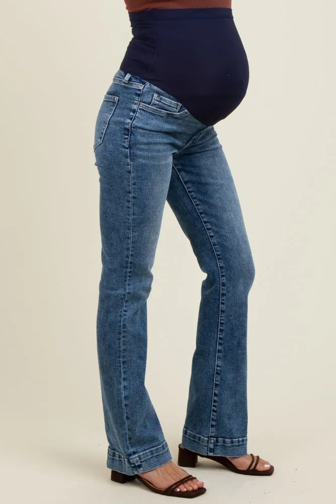 Blue Wide Hem Maternity Bootcut Jeans sold by Pinkblush product image thumbnail 3