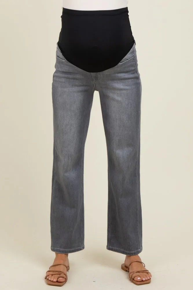 Charcoal Ankle Slim Wide Leg Maternity Jeans sold by Pinkblush product image thumbnail 2