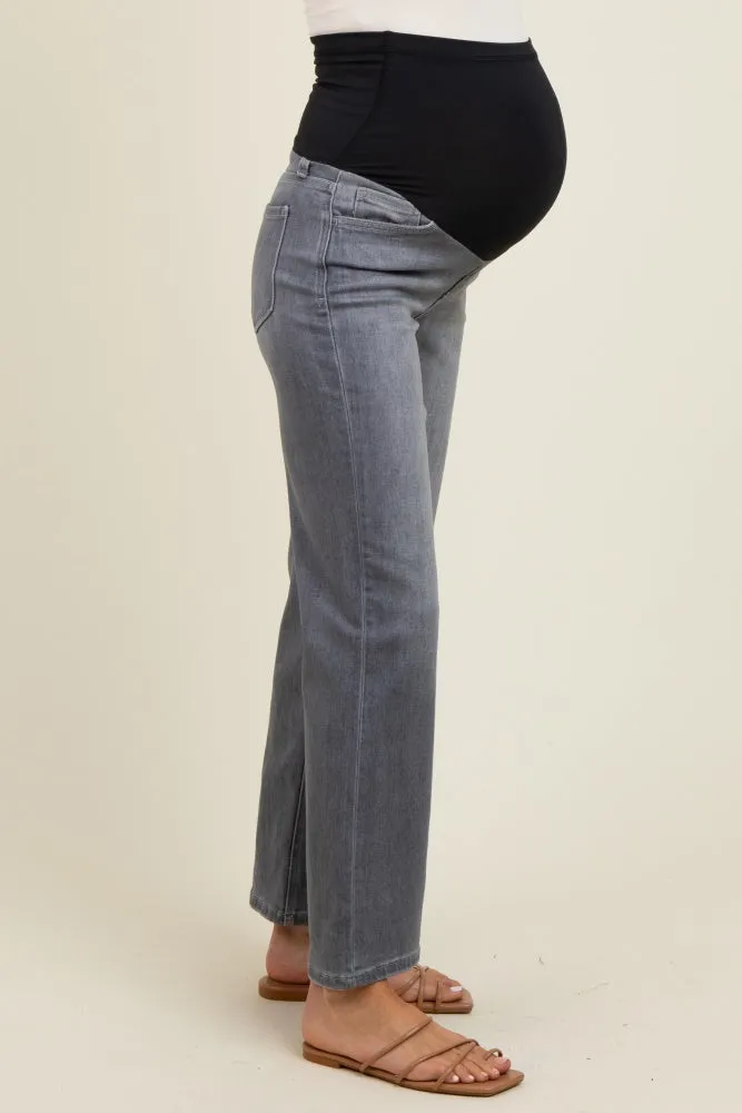 Charcoal Ankle Slim Wide Leg Maternity Jeans sold by Pinkblush product image thumbnail 3