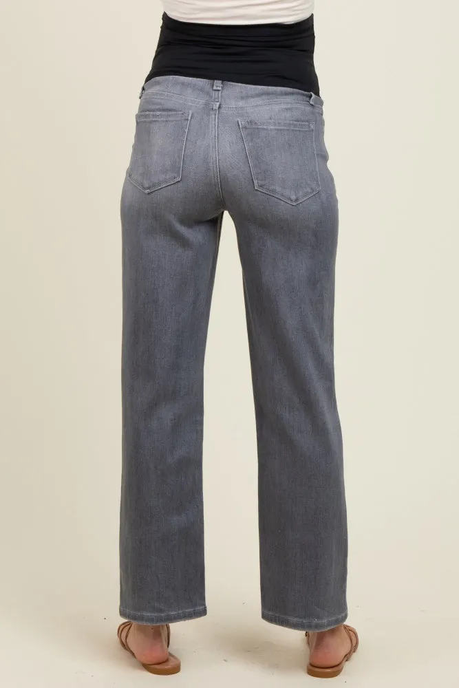 Charcoal Ankle Slim Wide Leg Maternity Jeans sold by Pinkblush product image thumbnail 4