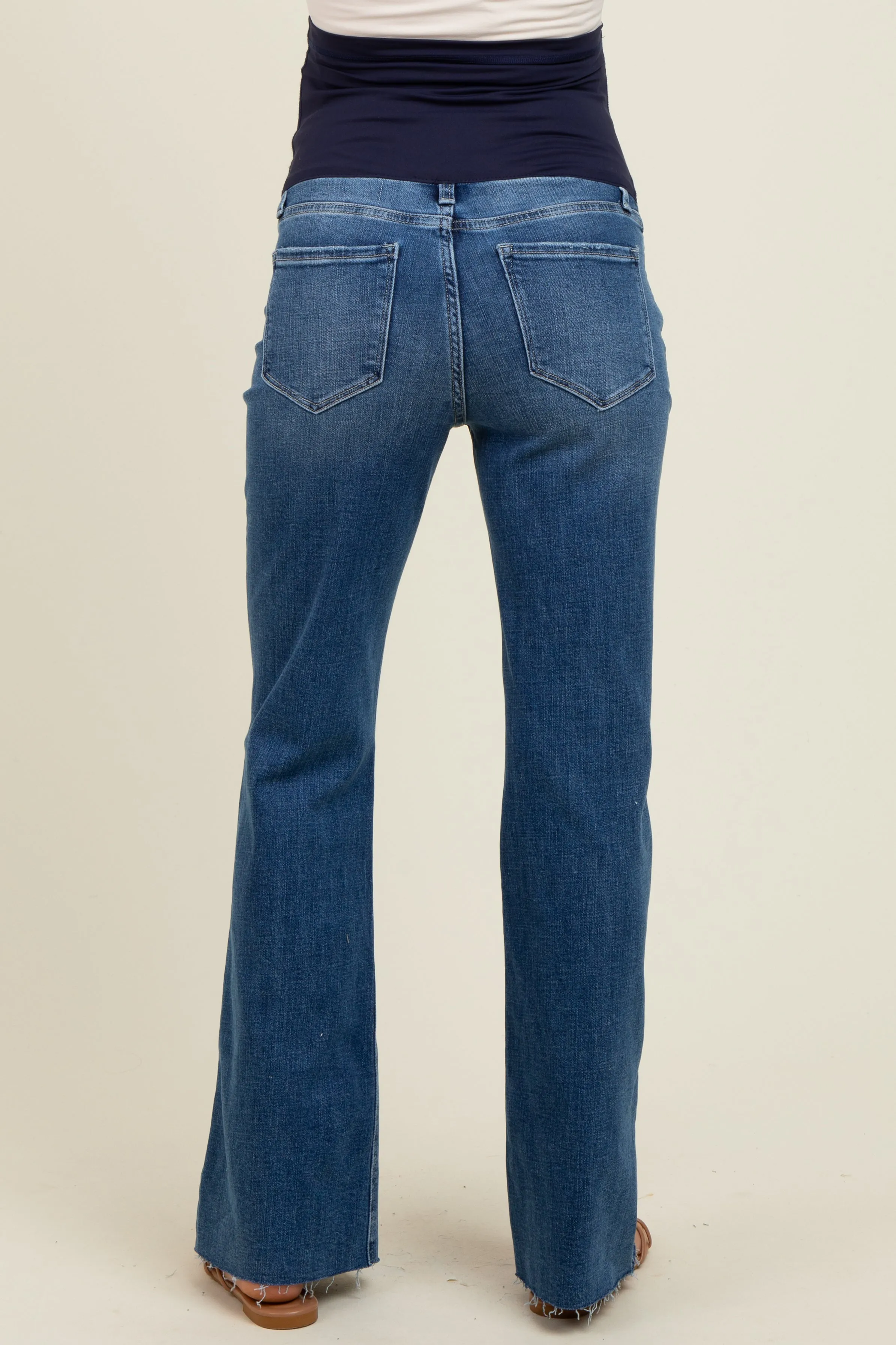 Blue Raw Hem Maternity Flare Leg Jeans sold by Pinkblush product image thumbnail 4