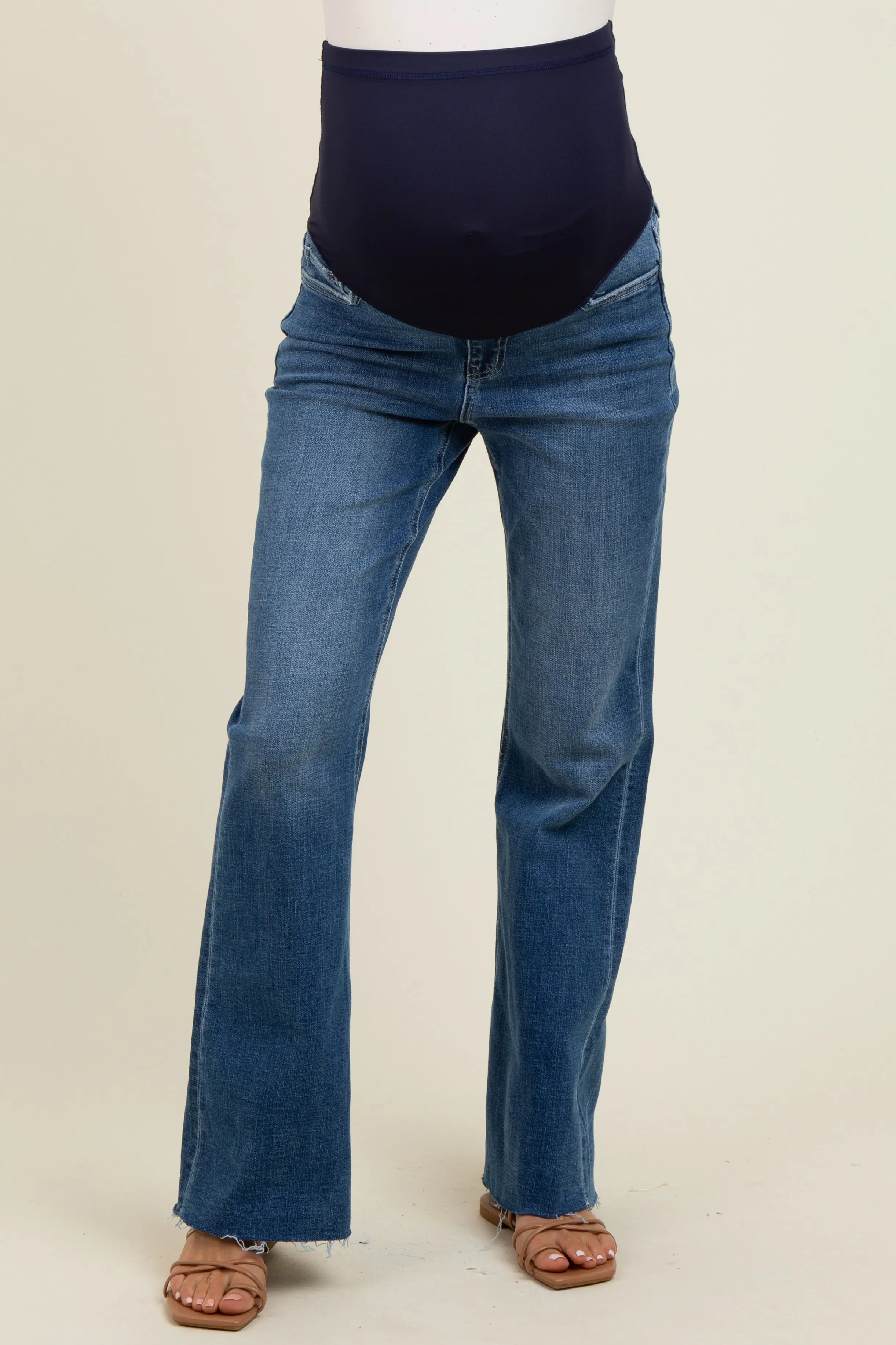 Blue Raw Hem Maternity Flare Leg Jeans sold by Pinkblush product image thumbnail 2