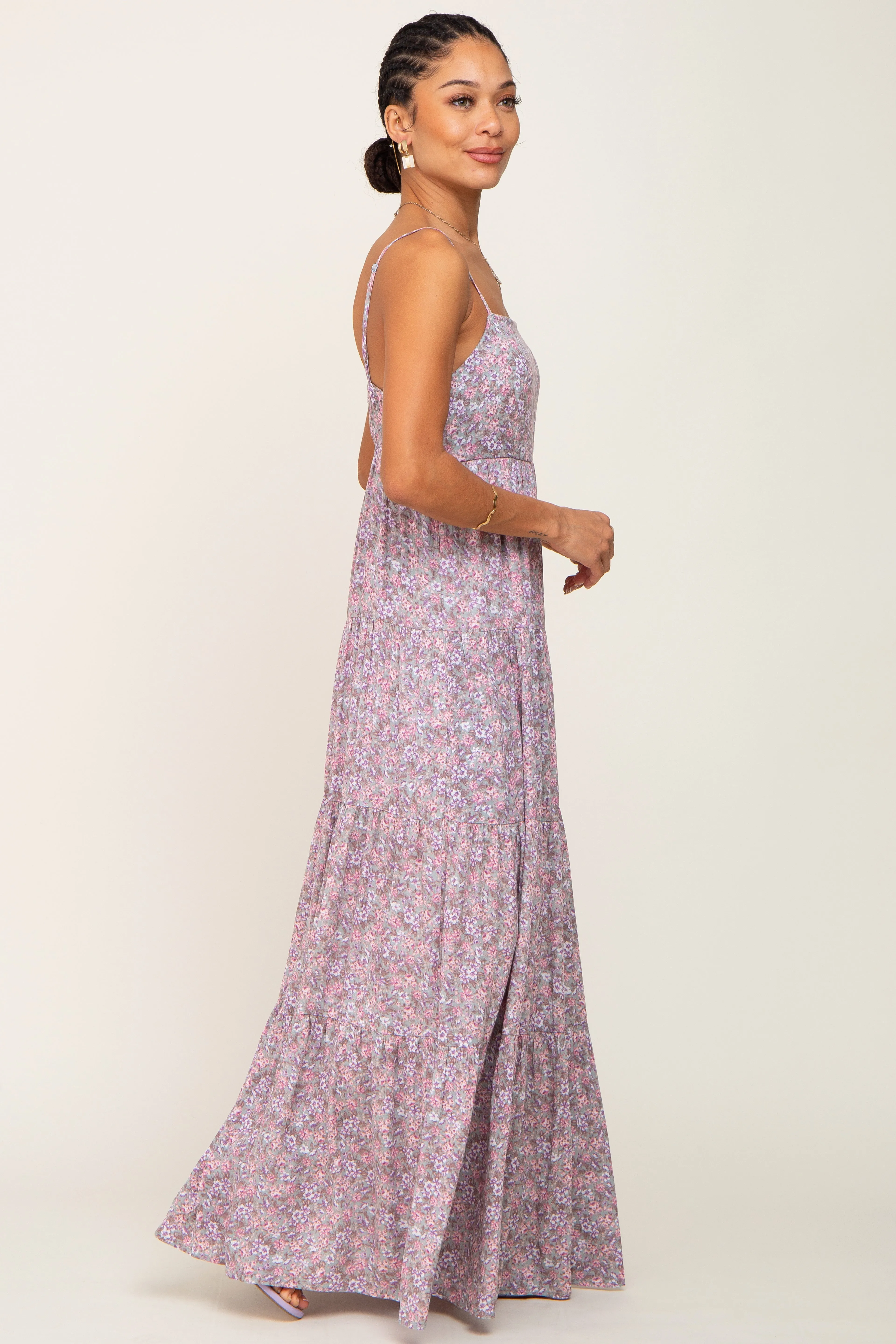 Pink Floral Tiered Maxi Dress sold by Pinkblush product image thumbnail 2