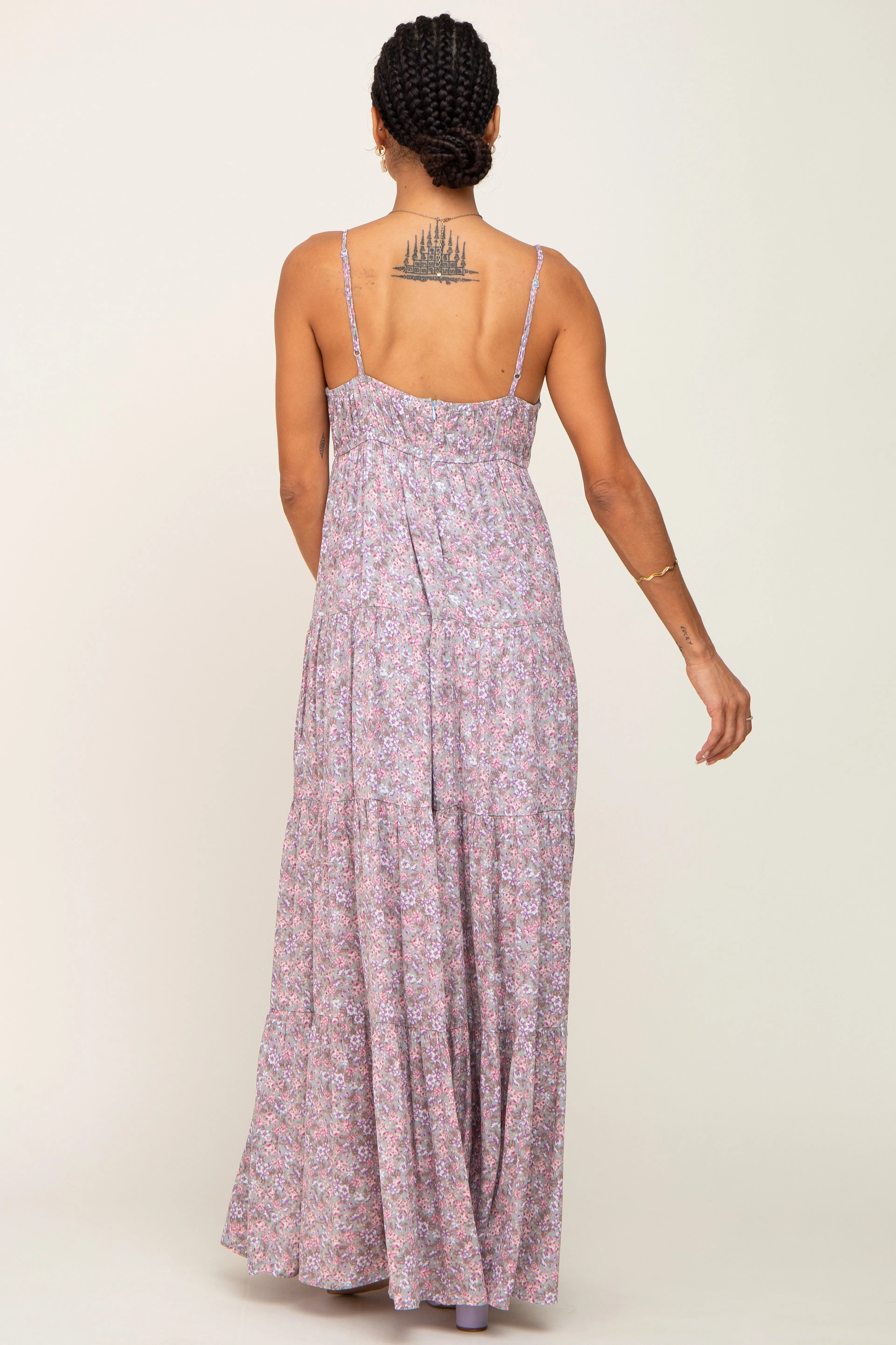 Pink Floral Tiered Maxi Dress sold by Pinkblush product image thumbnail 3