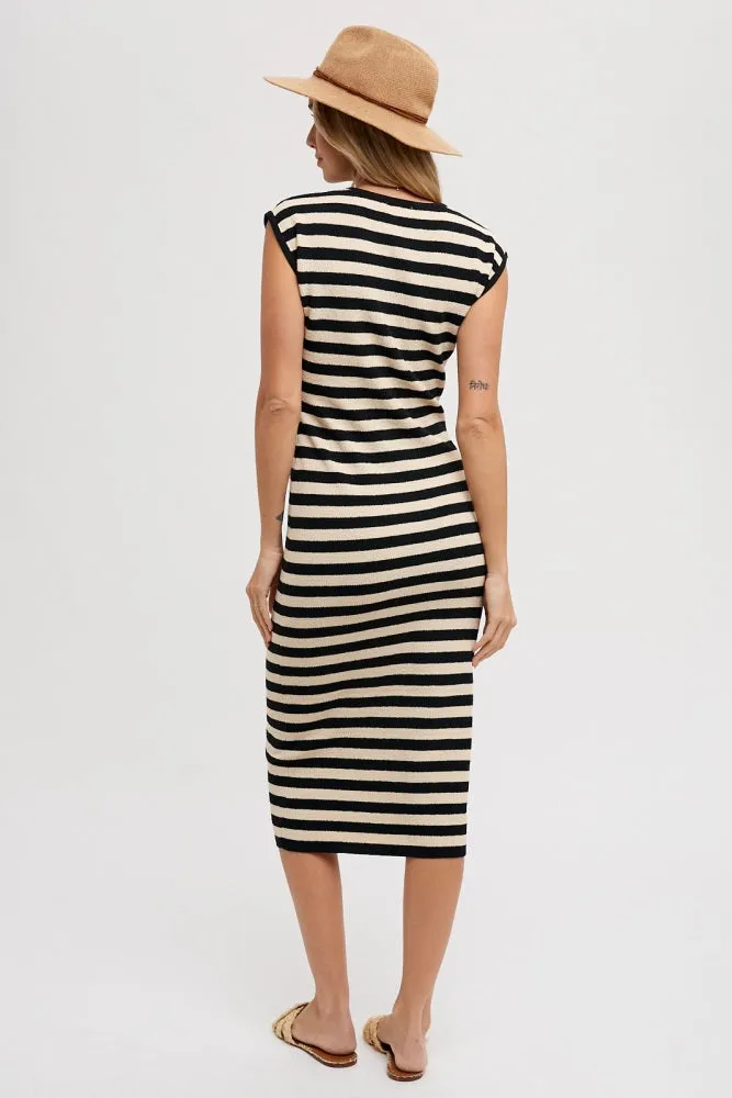 Black Striped Sleeveless Midi Dress sold by Pinkblush product image thumbnail 3