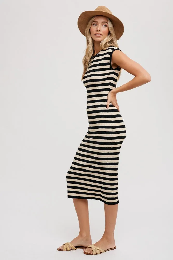 Black Striped Sleeveless Midi Dress sold by Pinkblush product image thumbnail 2