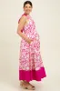 Fuchsia Floral Bow Tie Sleeveless Maternity Midi Dress sold by Pinkblush
