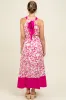 Fuchsia Floral Bow Tie Sleeveless Maternity Midi Dress sold by Pinkblush