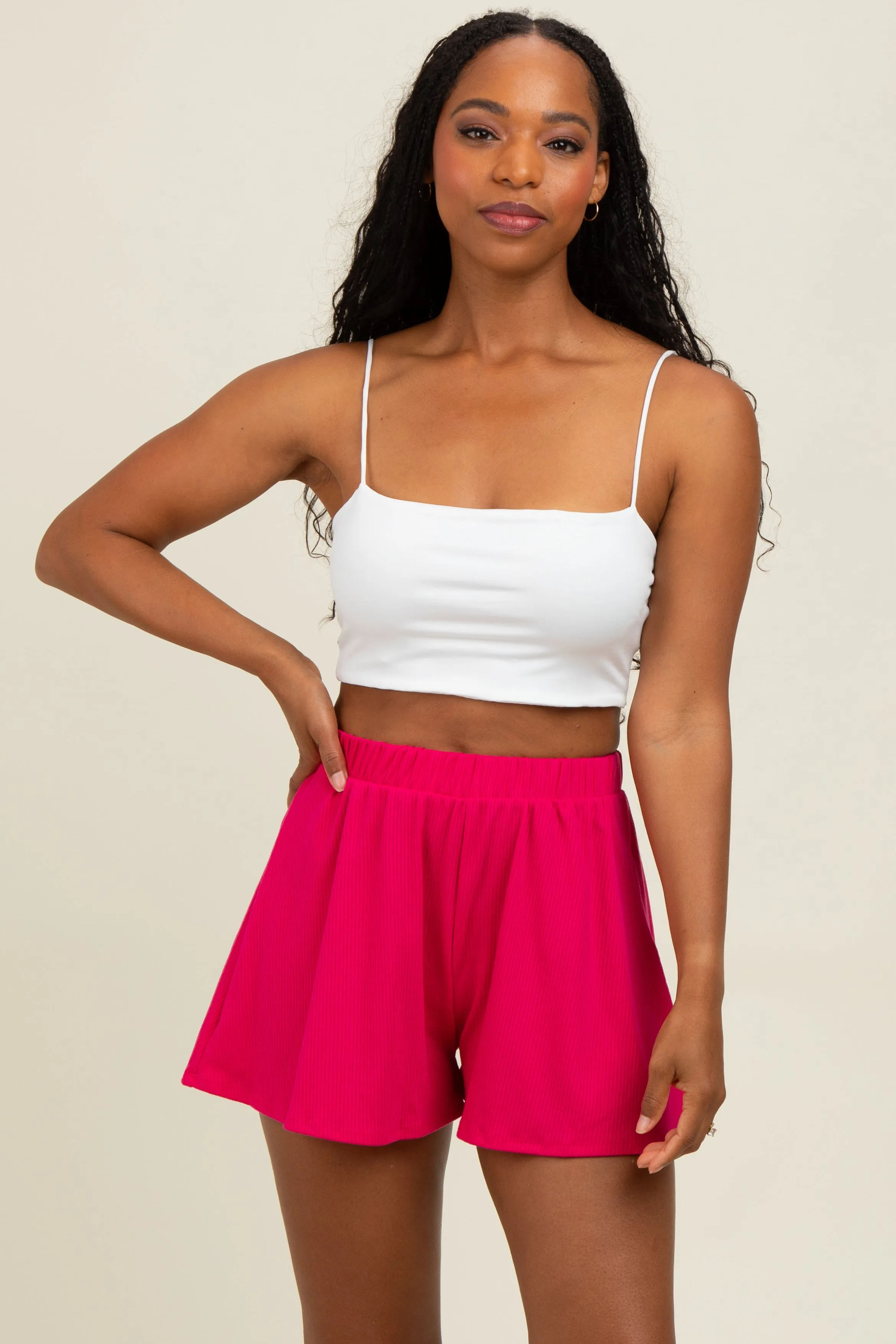 Fuchsia Ribbed Lounge Shorts sold by Pinkblush product image thumbnail 2
