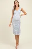 Blue Floral Ditsy Cap Sleeve Side Slit Maternity Midi Dress sold by Pinkblush