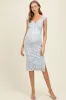 Blue Floral Ditsy Cap Sleeve Side Slit Maternity Midi Dress sold by Pinkblush