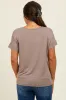 Light Taupe V-Neck Front Pocket Maternity Short Sleeve T-Shirt sold by Pinkblush