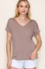 Light Taupe V-Neck Front Pocket Maternity Short Sleeve T-Shirt sold by Pinkblush