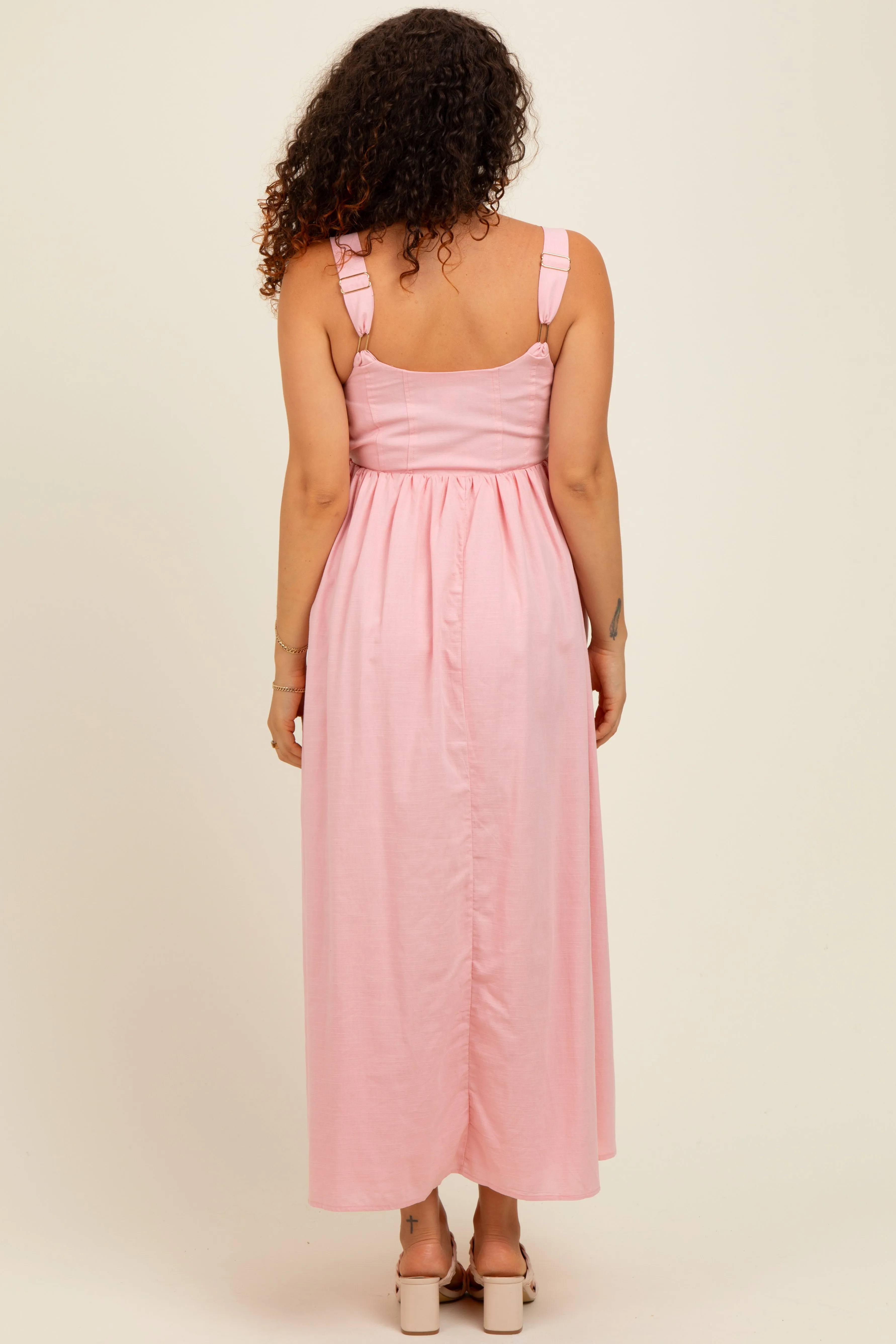 Pink Square Neck Fit And Flare Maternity Midi Dress sold by Pinkblush product image thumbnail 3