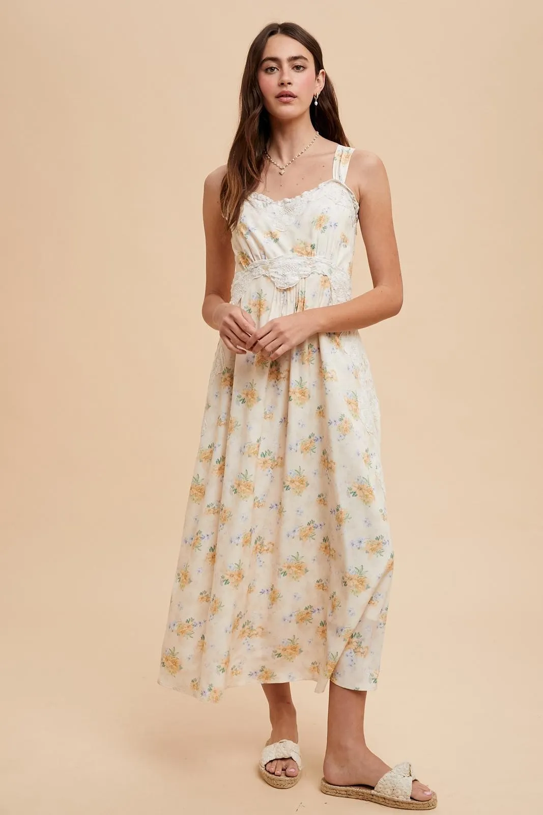 Yellow Floral Lace Overlay Maternity Maxi Dress sold by Pinkblush product image thumbnail 5