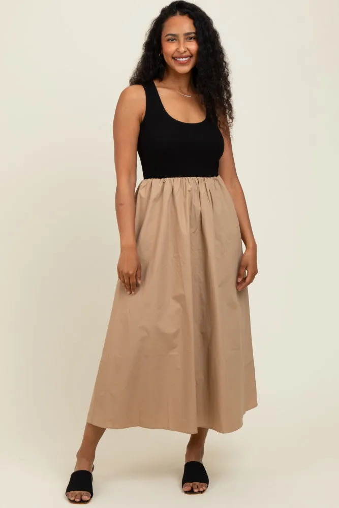 Black Knit Contrast Top Sleeveless Maternity Midi Dress sold by Pinkblush product image thumbnail 5