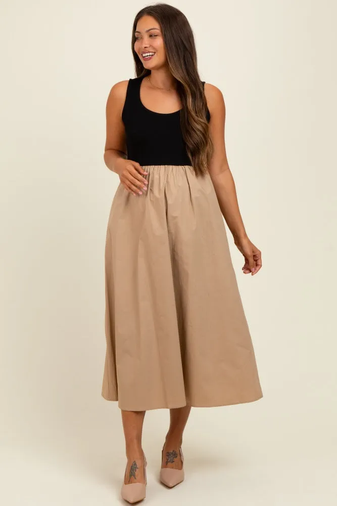 Black Knit Contrast Top Sleeveless Maternity Midi Dress sold by Pinkblush product image thumbnail 2