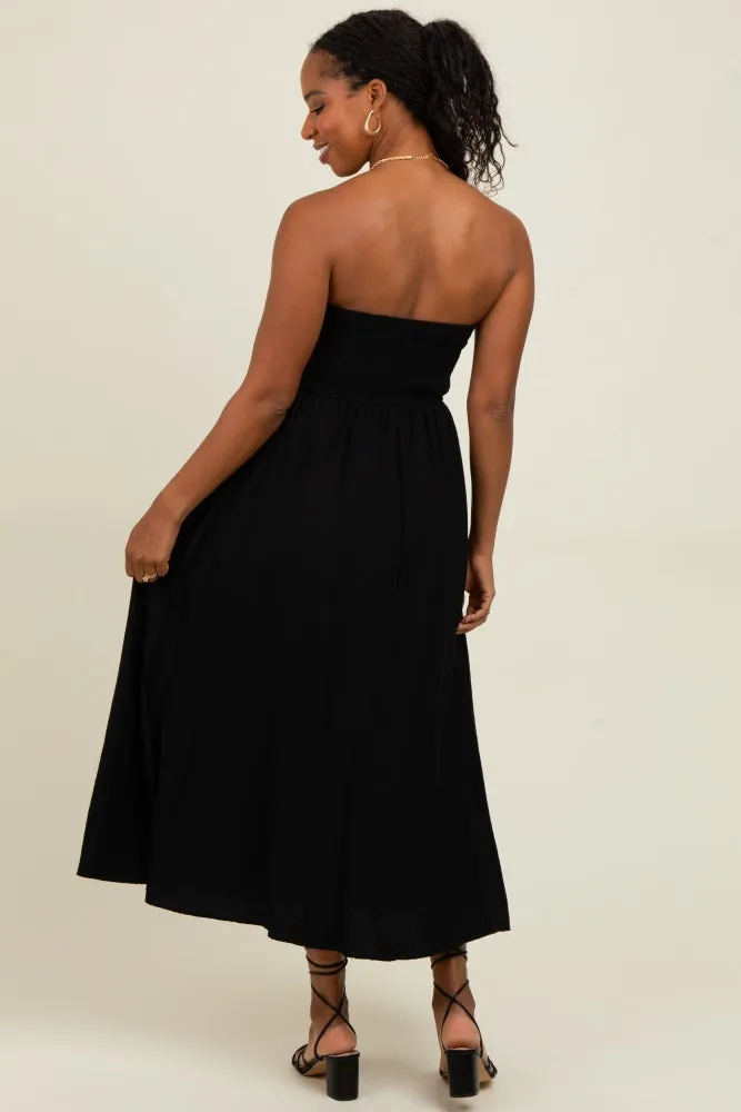 Black Pleated Bodice Strapless Midi Dress sold by Pinkblush product image thumbnail 4