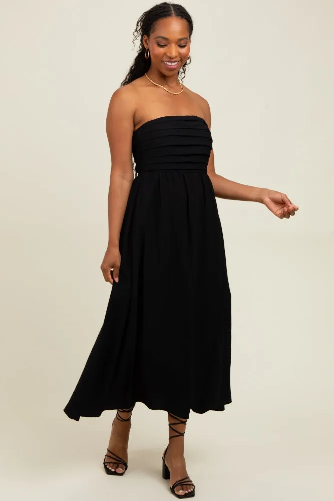 Black Pleated Bodice Strapless Midi Dress sold by Pinkblush product image thumbnail 2