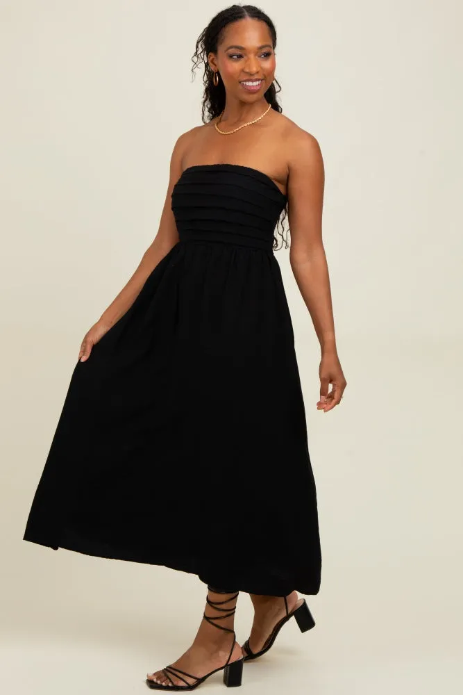 Black Pleated Bodice Strapless Midi Dress sold by Pinkblush product image thumbnail 3