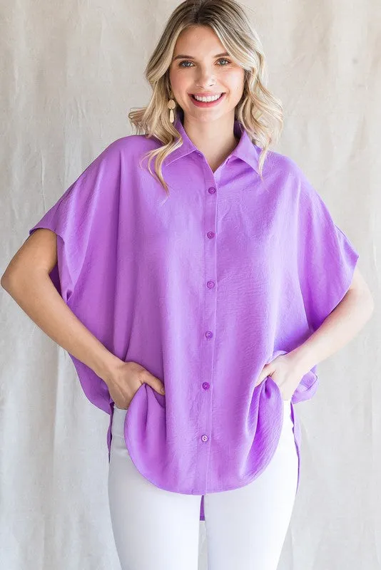 Lavender Solid Collared Button-Up Maternity Top sold by Pinkblush product image thumbnail 4