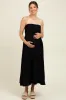 Black Pleated Bodice Strapless Maternity Midi Dress sold by Pinkblush