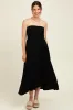 Black Pleated Bodice Strapless Maternity Midi Dress sold by Pinkblush