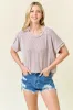Taupe Ribbed Exposed Seam Maternity Short Sleeve Top sold by Pinkblush