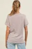 Taupe Ribbed Exposed Seam Maternity Short Sleeve Top sold by Pinkblush