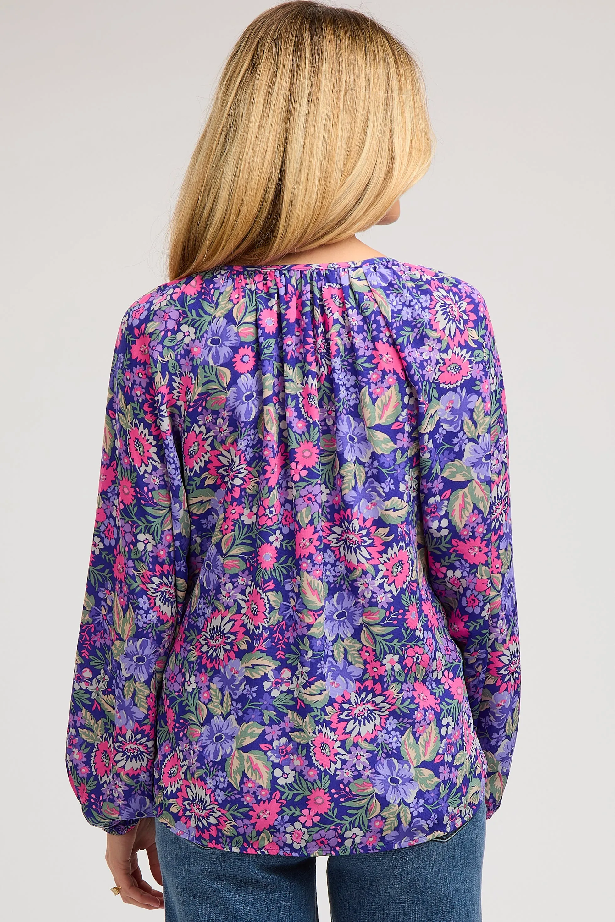 Purple Floral Long Sleeve Maternity Blouse sold by Pinkblush product image thumbnail 3