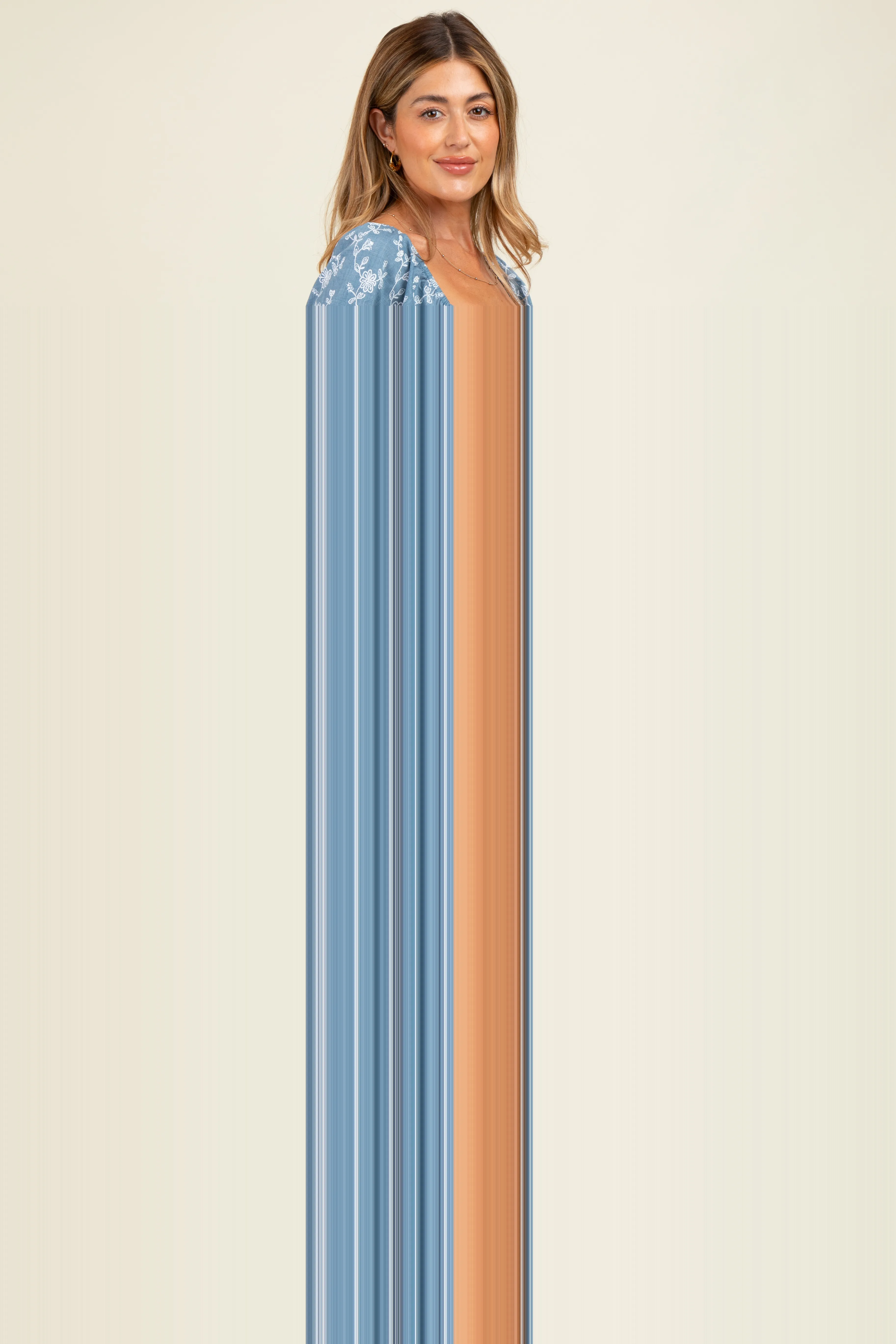 Blue Floral Back Cutout Ribbon Tie Maternity Maxi Dress sold by Pinkblush product image thumbnail 3