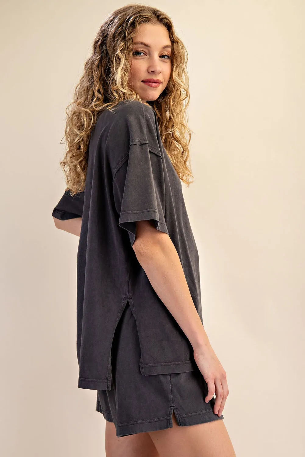 Black Washed Oversized Boxy Tee sold by Pinkblush product image thumbnail 3