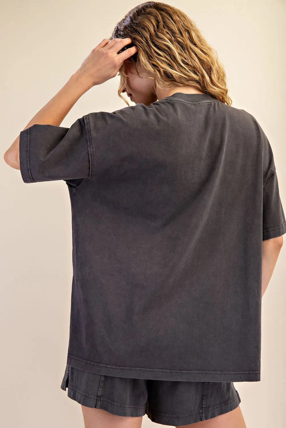 Black Washed Oversized Boxy Tee sold by Pinkblush product image thumbnail 4