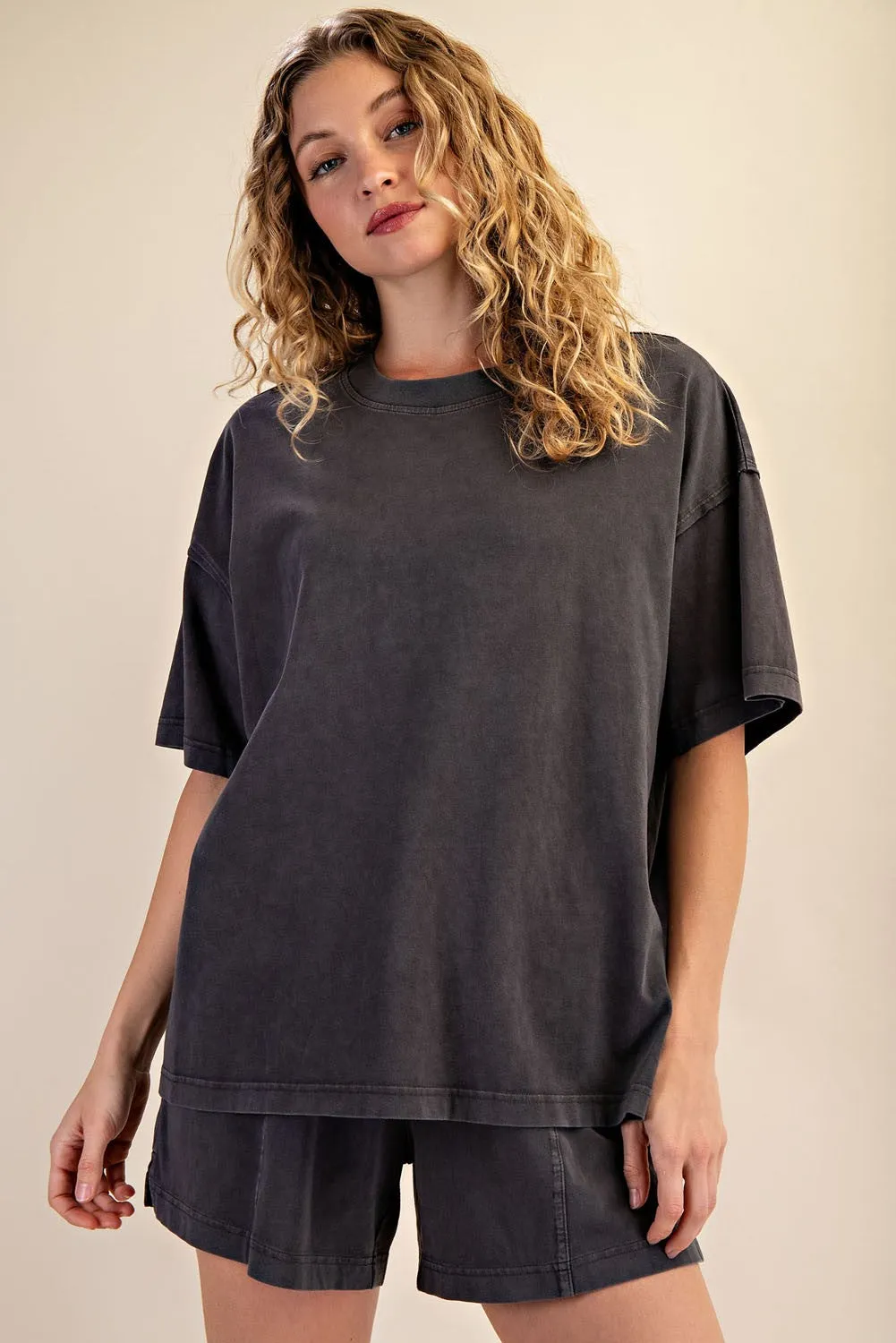 Black Washed Oversized Boxy Tee sold by Pinkblush