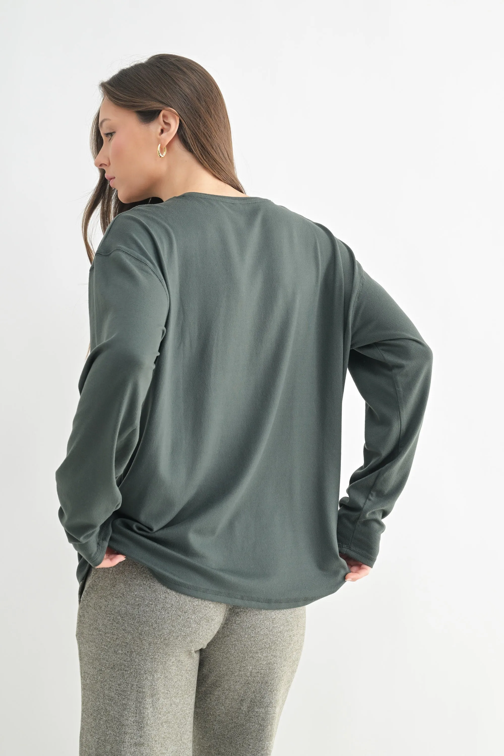 Charcoal Grey Relaxed Fit Long Sleeve Top sold by Pinkblush product image thumbnail 5