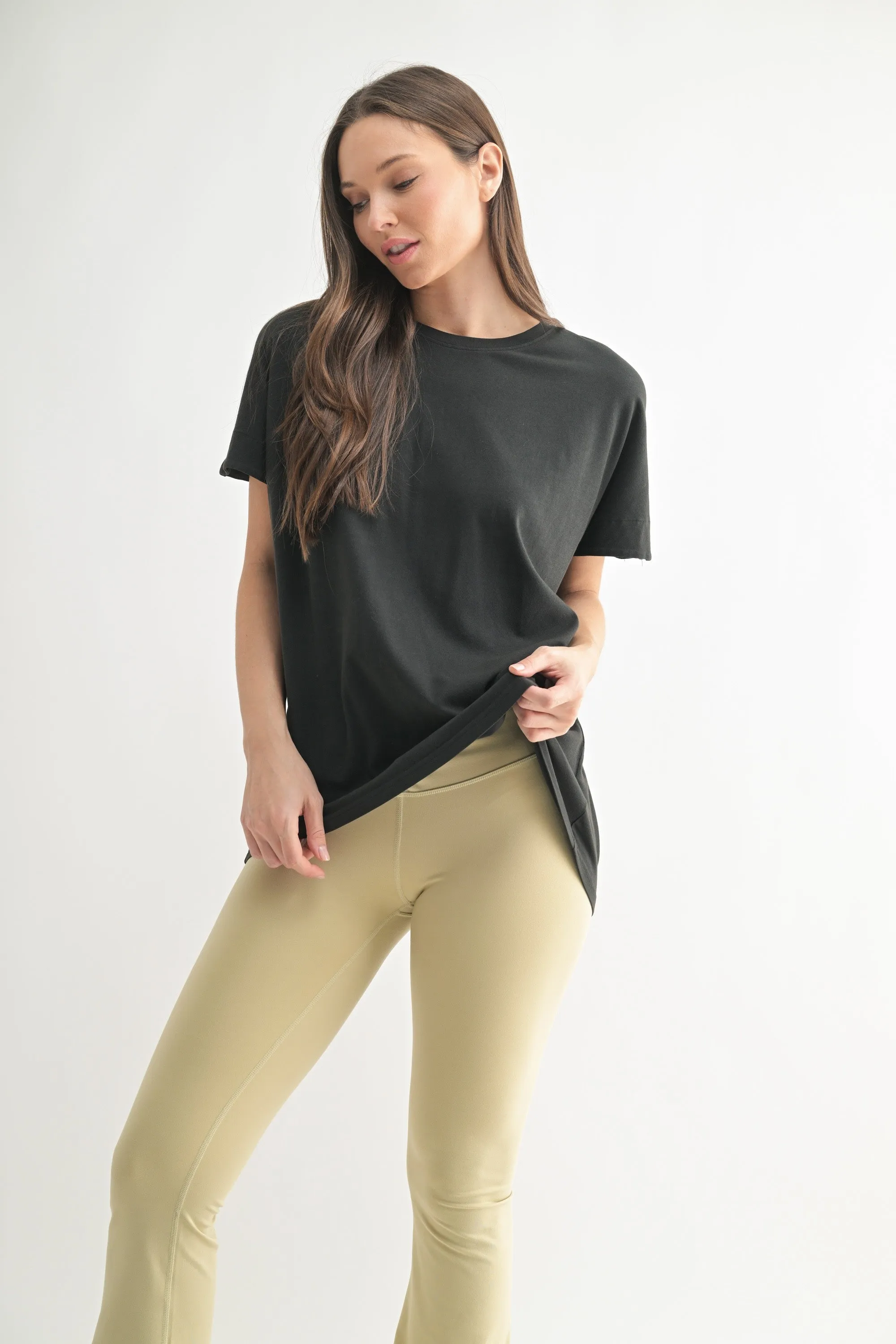 Black Slouchy Short Sleeve Tee sold by Pinkblush