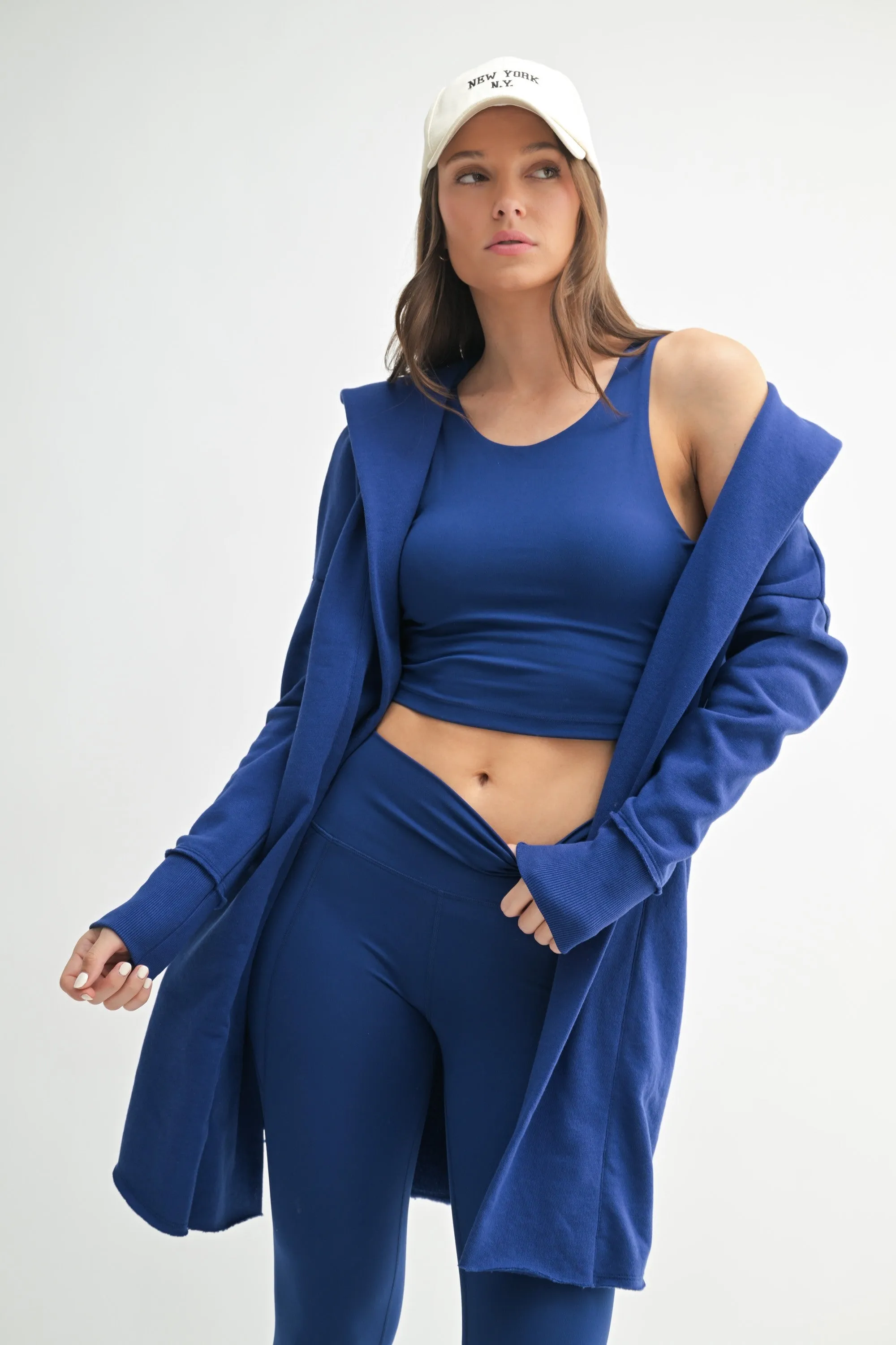 Royal Blue Hooded Long Cardigan sold by Pinkblush