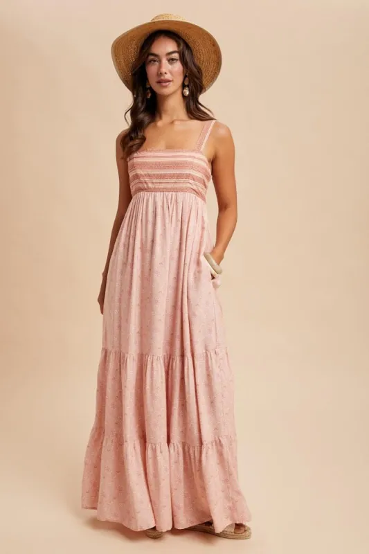 Pink Border Print Sleeveless Maxi Dress sold by Pinkblush