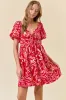 Red Printed Twisted Front Mini Dress sold by Pinkblush