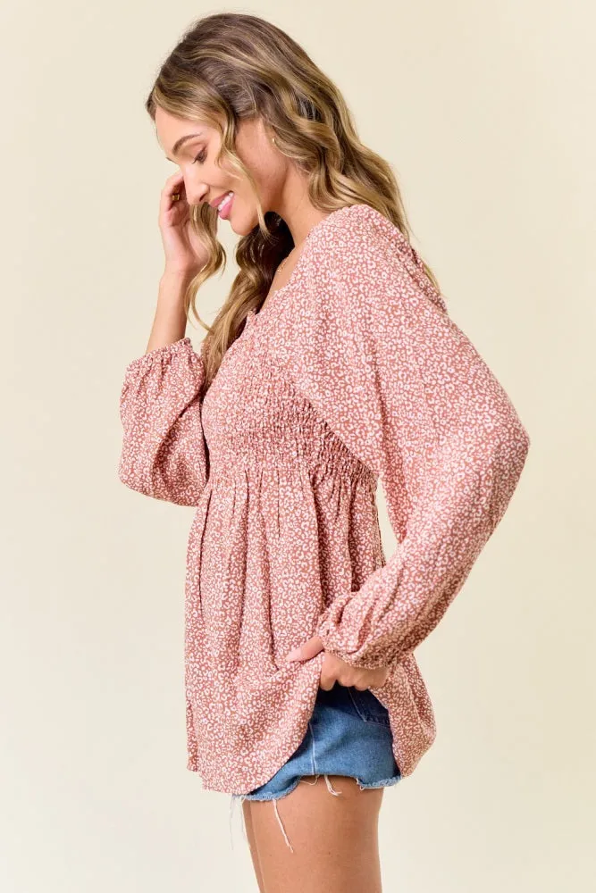 Mauve Printed Smocked Tunic Top sold by Pinkblush product image thumbnail 2