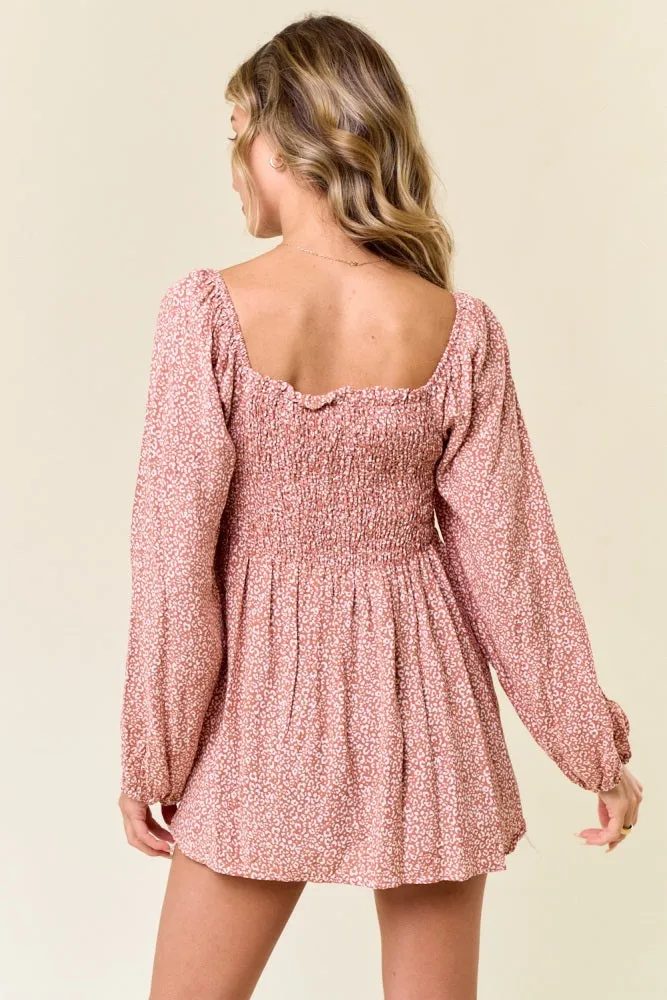 Mauve Printed Smocked Tunic Top sold by Pinkblush product image thumbnail 3