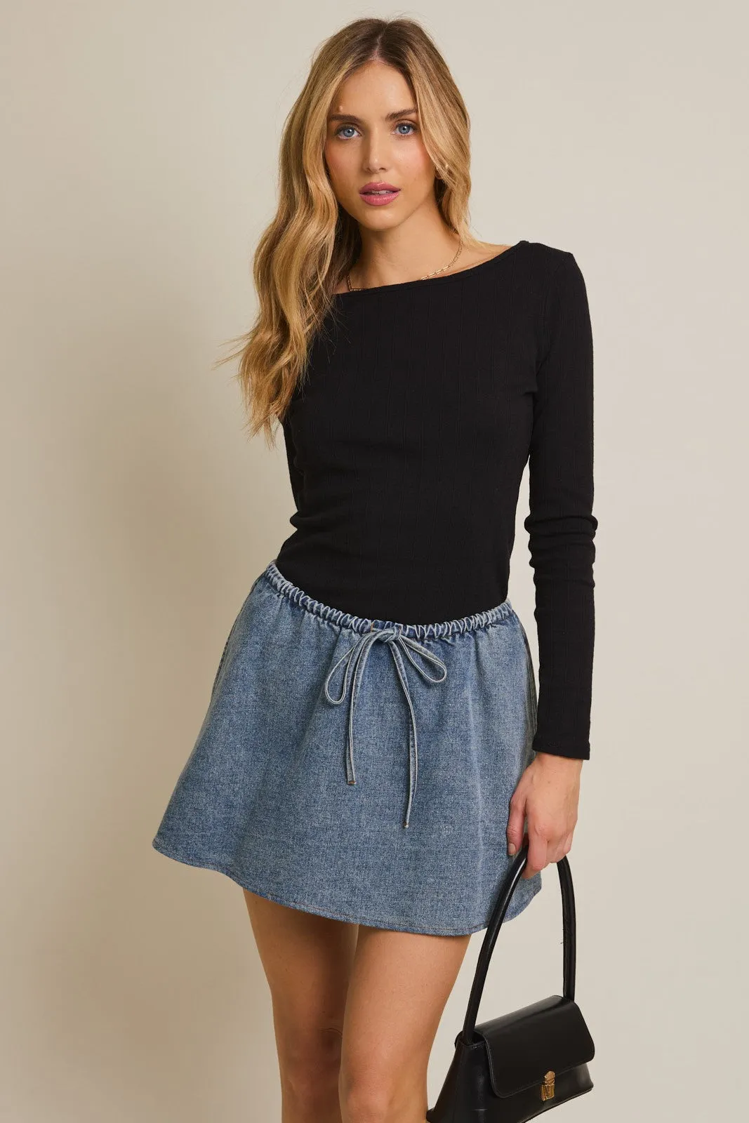 Black Boat Neck Long Sleeve Top sold by Pinkblush