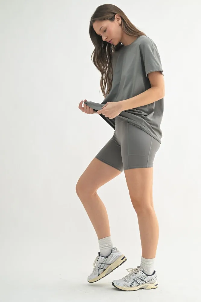 Grey Slouchy Short Sleeve Tee sold by Pinkblush product image thumbnail 4