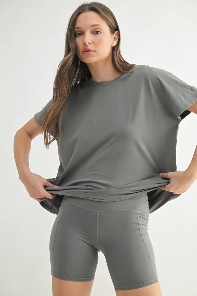 Grey Slouchy Short Sleeve Tee sold by Pinkblush