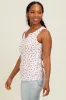Ivory Floral Ribbed Split Neck Tank Top sold by Pinkblush