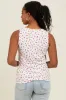 Ivory Floral Ribbed Split Neck Tank Top sold by Pinkblush