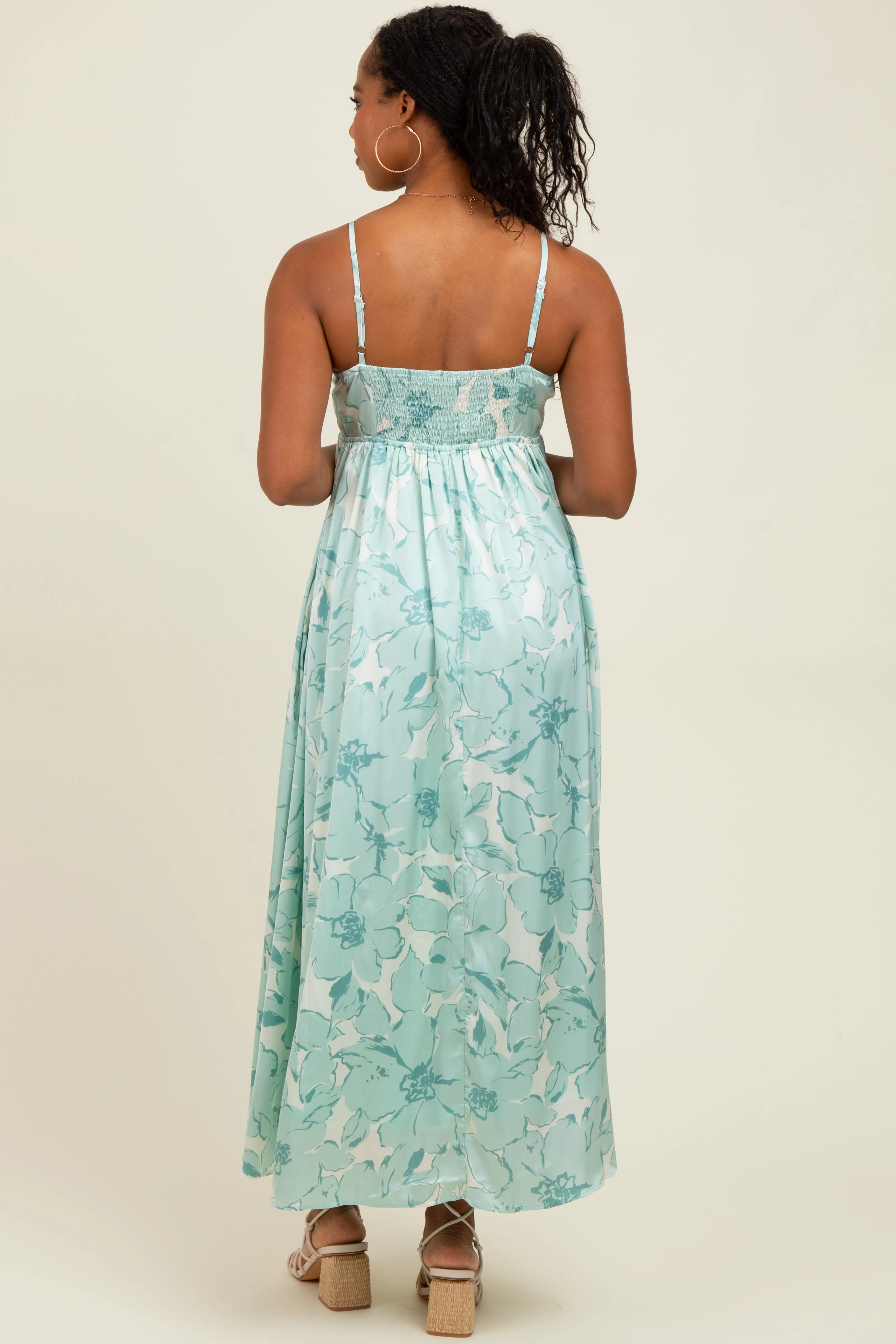 Sage Floral Sleeveless Maxi Dress sold by Pinkblush product image thumbnail 3