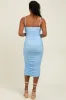 Light Blue Ruched Mesh Sleeveless Midi Dress sold by Pinkblush