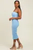 Light Blue Ruched Mesh Sleeveless Midi Dress sold by Pinkblush