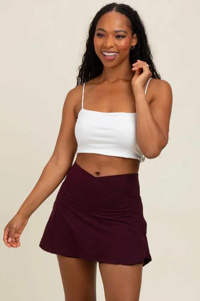 Burgundy Crossover V-Waist Skort sold by Pinkblush product image thumbnail 2